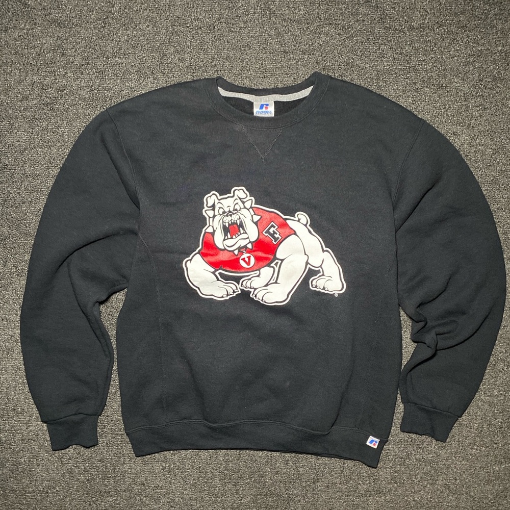 Fresno state university big bulldog graphic print crewneck sweater size medium